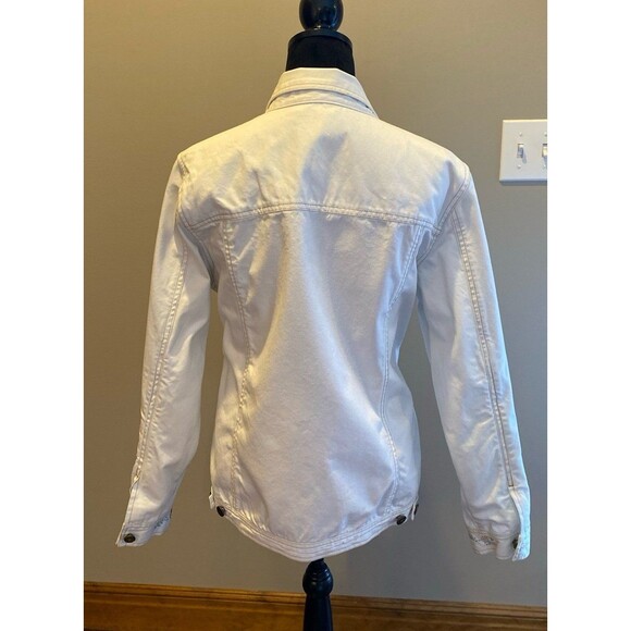 Denim & Co Jean Jacket Womens White Plus Size XL Western Beadwork Pockets - Picture 6 of 12
